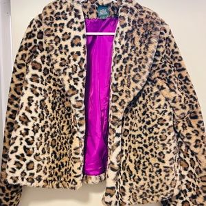 Leopard Print Faux Fur Jacket